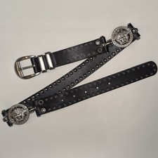 Vintage Gianni Versace 397 VT1 Medusa Black Studded Leather Waist Belt 70/28