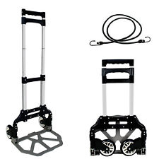 176 lbs Folding Aluminium Cart Luggage Trolley Hand Truck with Black Bungee Cord
