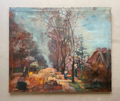 Rue animée huile sur - huile,