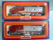 Märklin HO ref 4060 + 3060 motrice Diesel USA Santa Fe et remorque en boîte