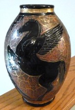 Rare Boch Freres Keramis Pottery Vase Pegasus Perseus Gorgons Catteau