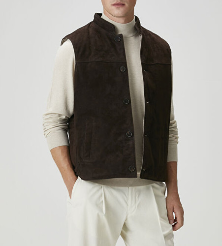 Gilet cuir daim - gilet, en