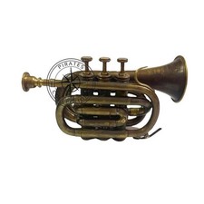 Ancien embouchure en laiton Bb mini trompette poche corne de bugle 3...