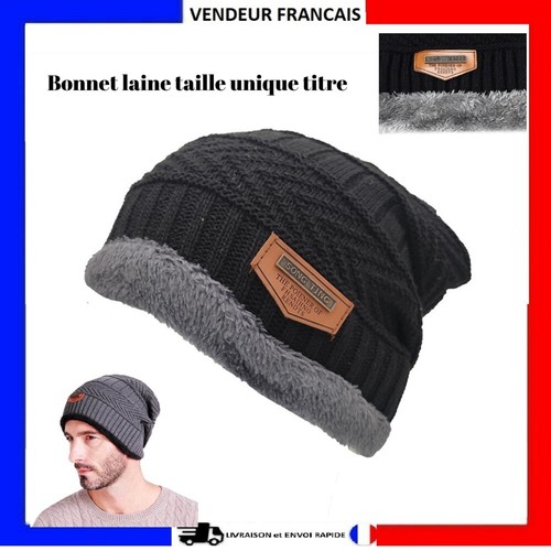 Bonnet tricot laine fourrure - tricot,