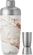 Stainless Steel Shaker Set with Jigger, 18Oz, Calacatta Gold, Triple Layered Vac
