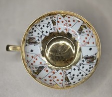 bernardaud &co Limoges porcelain cup with playing card decorations rare 2/3