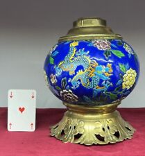 BURGUNDY OLD ENAMELS ENAMEL DRAGON KEROSENE LAMP JAPANESE OIL LAMP