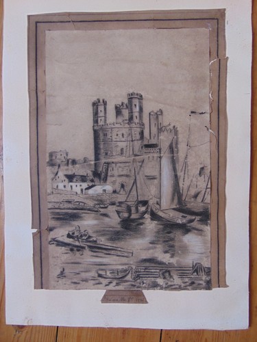 Dessin ancien fusain château