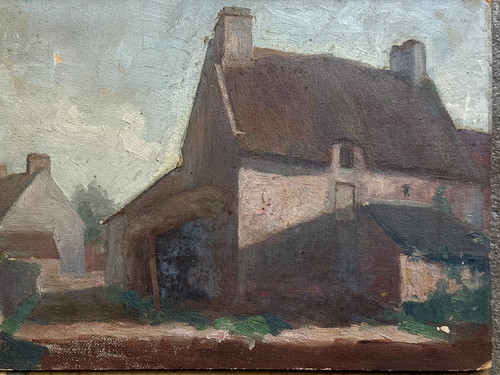Ancien tableau maison village - maison,