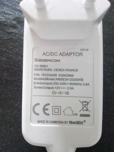 Alimentation sagemcom 5001 - cs,