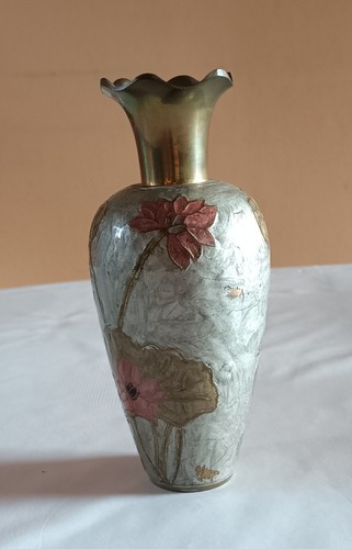 Vase laiton émaillé - vase, ancien