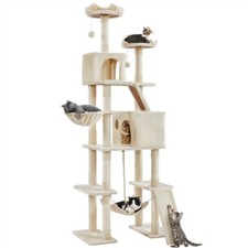 Grand Arbre à Chat Multiniveau avec Poteaux en Sisal 209 cm de Haut Beige