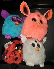 Lot of 4 Vintage Furby White, Aqua 12 , Pink 16 ones are Working, Red is Not 98