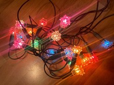 Vintage 80’s Noël Guirlande Électrique Lumineuse Diamants 20 Lampes Déco Sapin