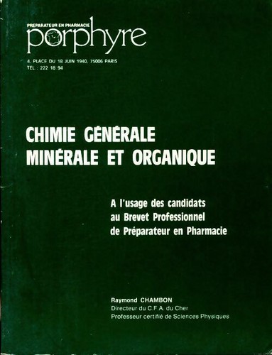 Chimie générale minérale - , et