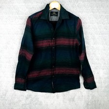 MBX Chemise Homme S Rouge Noir Rayée Coton Flanelle Manches Longues Boutonnée