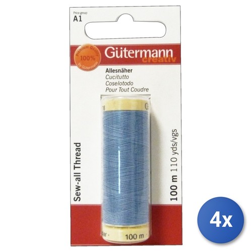 Bobine 100m gutermann - 4x, bleu