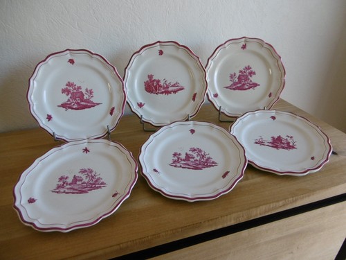 Six assiettes dessert faience - assiettes,