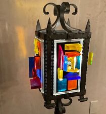 MODERNIST BRUTALIST WROUGHT IRON FLOOR LAMP, GLASS Jacques Avoinet, Jean Touret