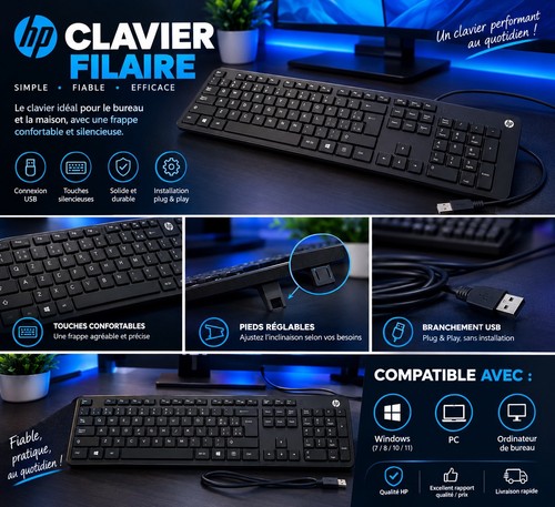 Clavier usb filaire azerty - clavier,