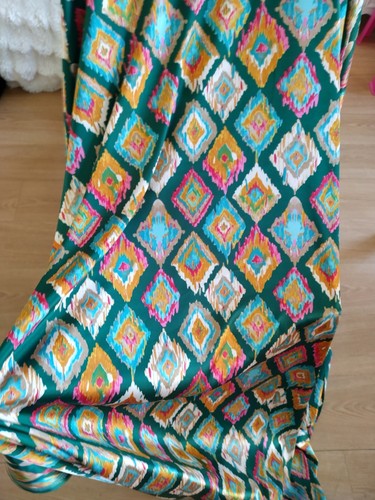 Satin soie motif abstrait - satin,