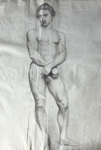 Dessin ancien fusain étude - ancien,