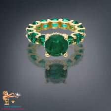 FOREST GREEN 100% GENUINE ZAMBIAN EMERALD MULTI GEMSTONE ENGAGEMENT RING BAND S7