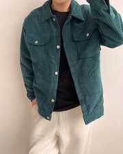 Corduroy Bomber Jacket – Dark Green – Size S (Oversized Fit)
