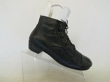 Brako Black Leather Laces Fashion Ankle Boots Bootie Size 40 EUR