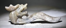 4.8" Old Chinese dynasty Old Jade Dragon beast Ruyi Sculpture statue