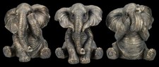 Éléphants Chiffres 3er Lot - Couleurs Bronze - Cadeau Déco Afrique Inde