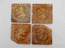 LOT 4 ANTIQUE FLAMISH TILES ANTIQUE TILE TEGEL FLANDERS FLEMISH