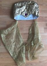 Déguisement Femme adulte bonnet doré type hennin médiéval avec voilette