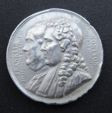 MEDAILLE FRANCAISE FRANKLIN MONTYON MACONNIQUE 1833 PLOMB ? 42 mm 38 g environ