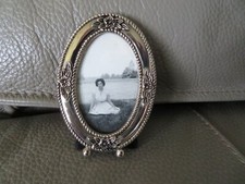 small oval silver bronze flower decor frame