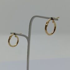 Boucles D'Oreilles Créoles Section Rondes Or Jaune 750 18KT 0,75 Grammes (7794)