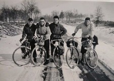 Cyclists Snow Road ⚠️ 1949
