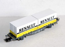 MARKLIN HO 4767 PLATFORM WAGON CONTAINER DOOR + CONTAINER RENAULT, AUTO, SNCF
