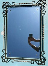 Very Large Wrought Iron Mirror - Elegance and Vintage Character