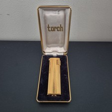 Ancien Briquet a Gaz Doré Torch HS en Coffret Objet Fumeur