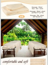 Elegant 6 SETS 3-Piece Microfiber Massage Table Sheet Set in Beige