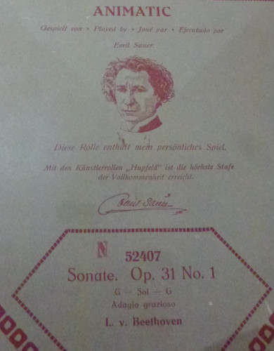 Pianola roll hupfeld hand - hupfeld,