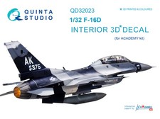 Quinta Studio 1/32 F-16D - Intérieur imprimé en 3D et coloré sur papier...