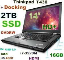 Lenovo Thinkpad T430 i7-2.9GHz FAST 2TB SSD 16GB 14" HD+ DVDRW Docking