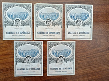 Lot of 5 Antique Labels Château de l'Espérance Wine Bordeaux Hautes Graves