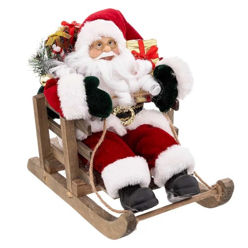Père noël sur luge déco - noël,