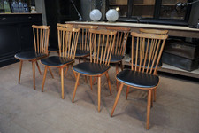 Lot of 4 old bistro chairs Baumann France 1960