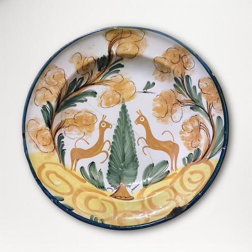 Assiette faïence cerfs - assiette, &