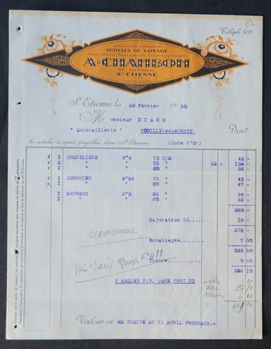 Invoice 1930 saint etienne - invoice, saint-etienne