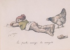 Jules Georges Redon Print La Poule Mange les Escargots [The Hen Eats the Snails]